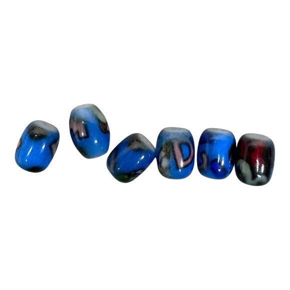 Artisan Piccasso Style Handmade Lampwork Glass Beads Artisan Crafted Blue Black - Picture 4 of 10
